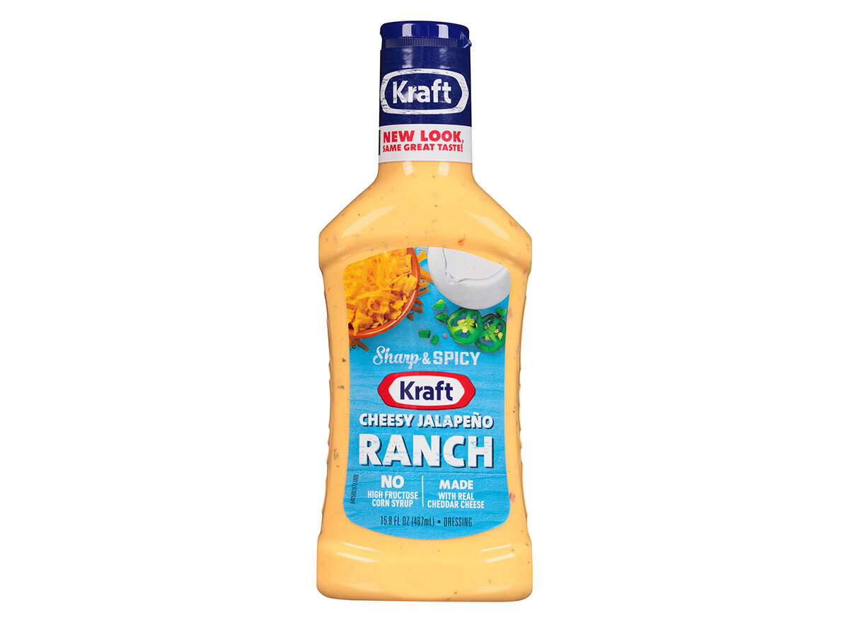 bottle of kraft cheesy jalapeno ranch dressing