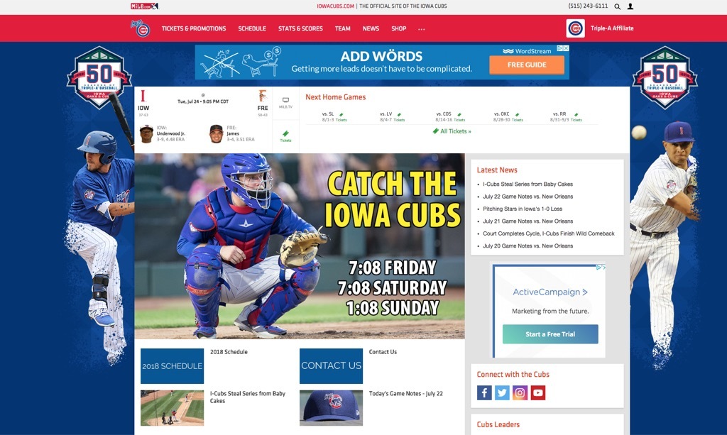 iowa cubs website most popular web search every state