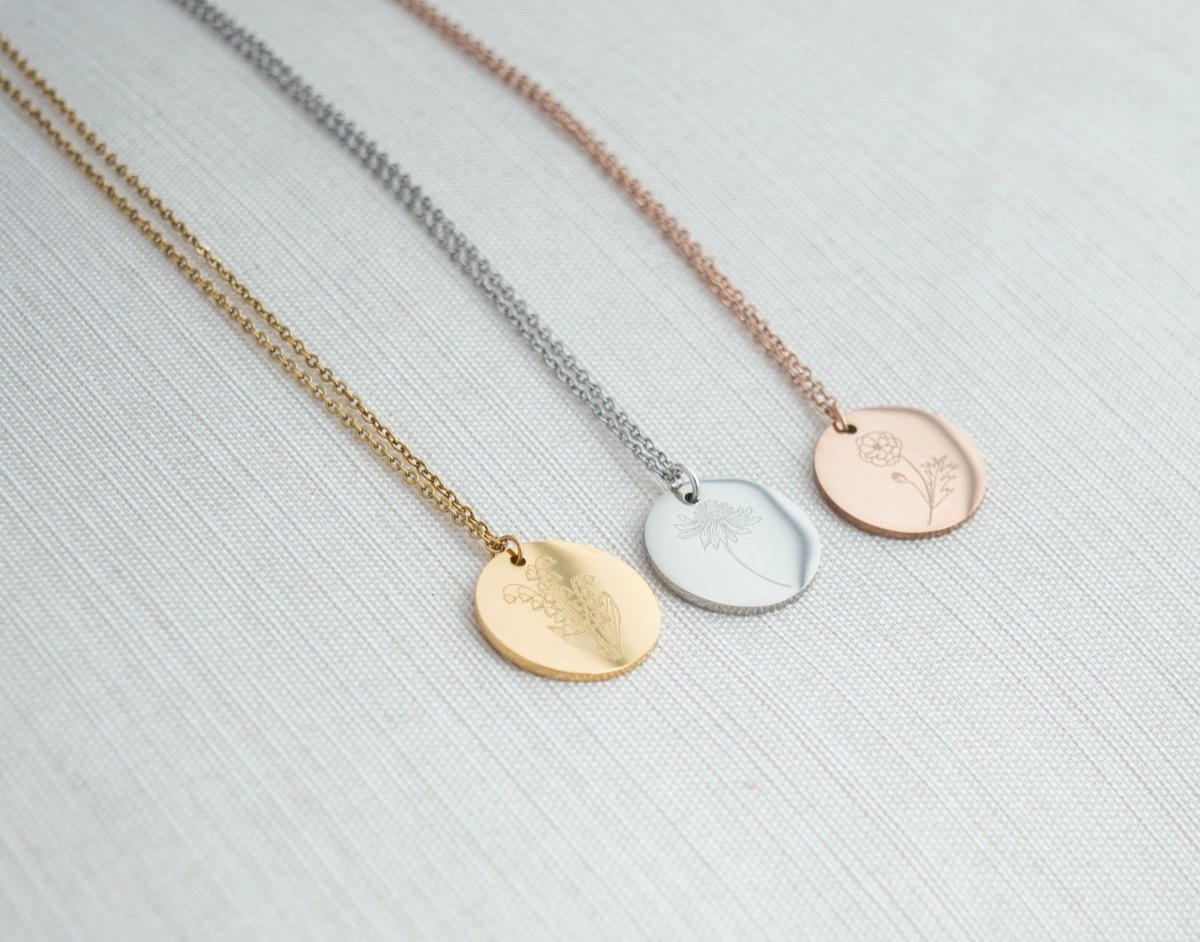 gold, silver, and copper disc necklaces