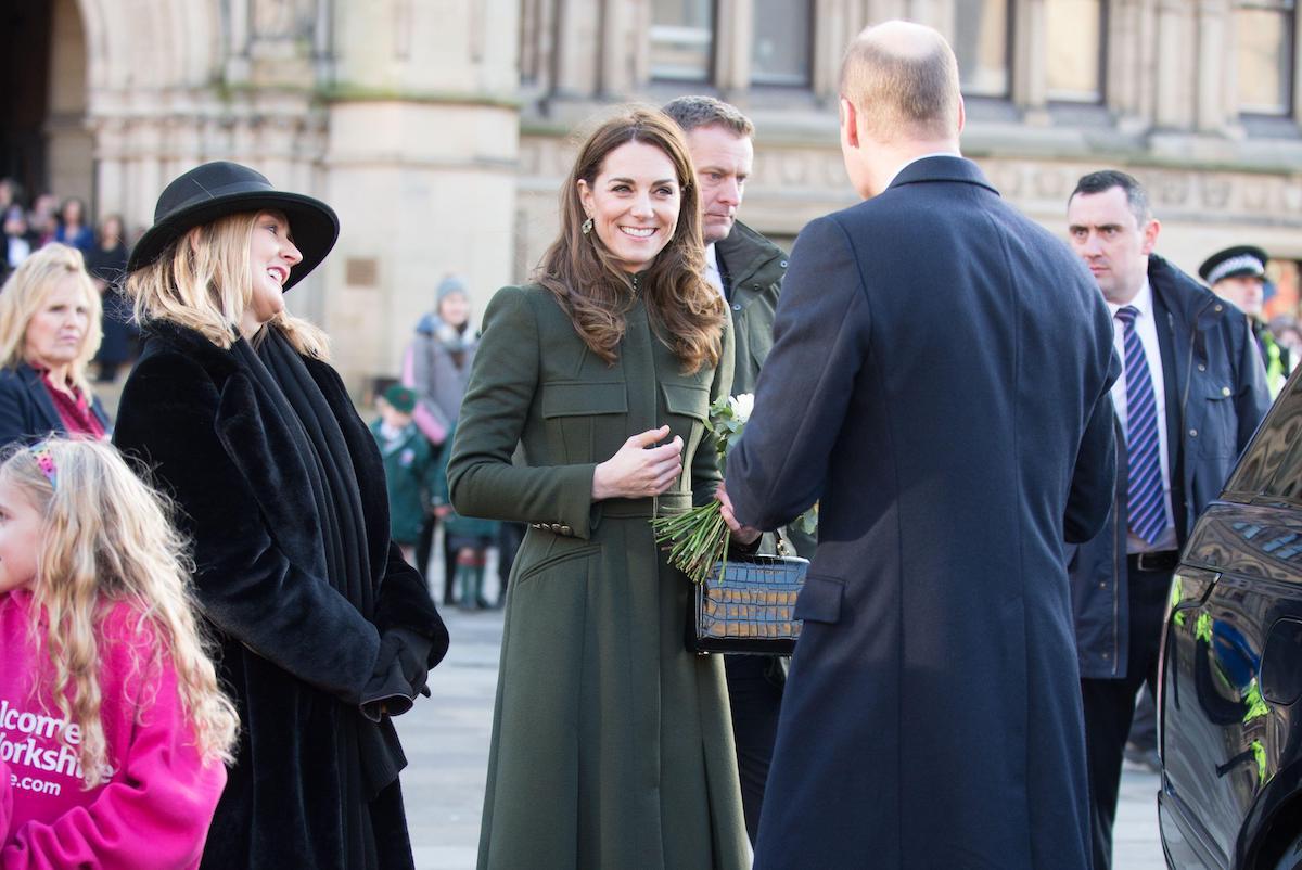 Prince William gives Kate Middleton flowers in Bradford in Jan 2020