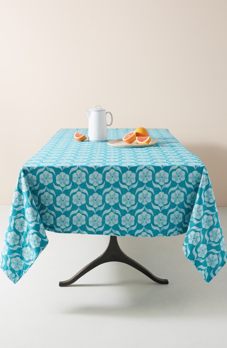 blue floral tablecloth, Kitchen Decorations