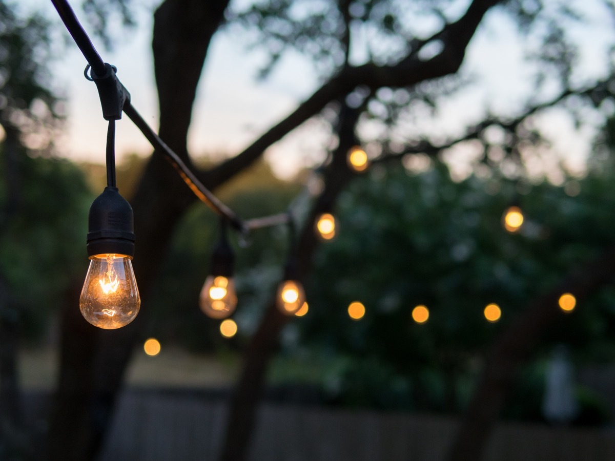 Outdoor decorative light bulbs on a string