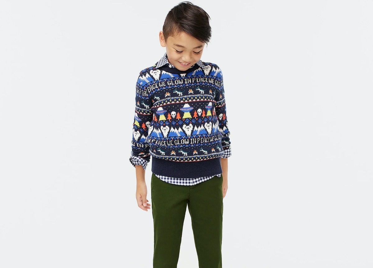 young boy in fair isle sweater