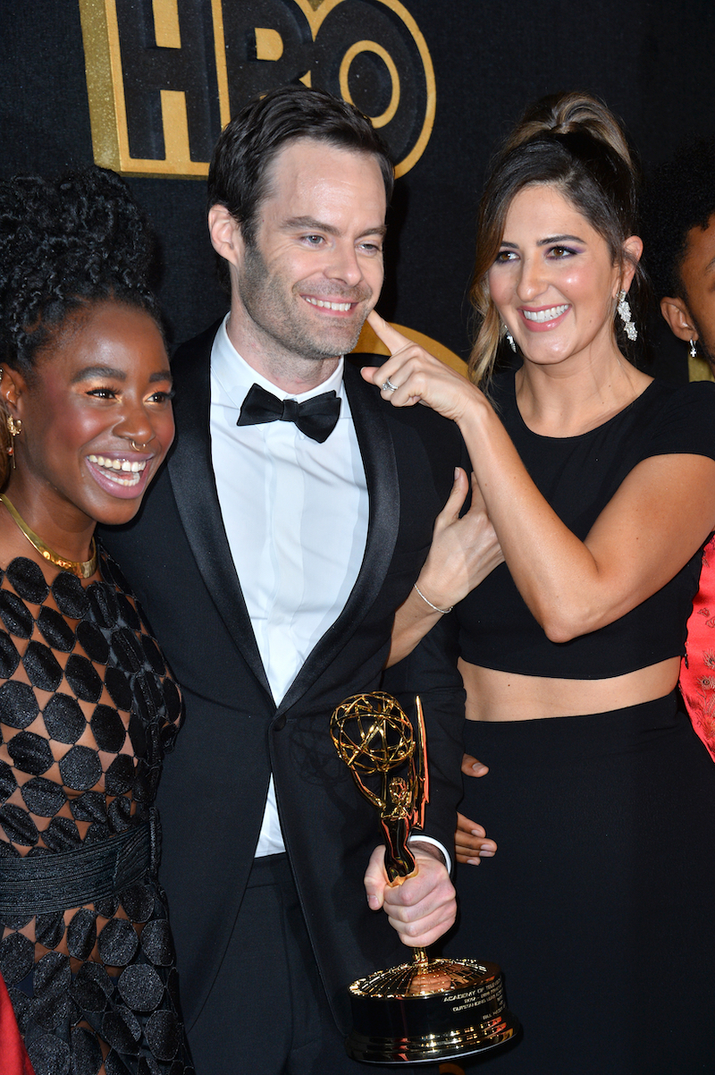 Kirby Howell-Baptiste, Bill Hader, and D'Arcy Carden at the HBO Emmy Party in 2018