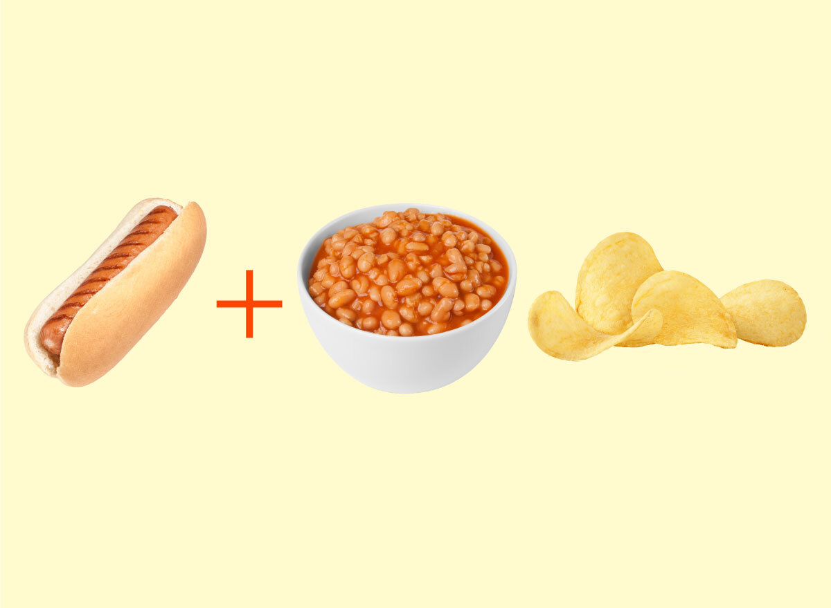 hot dog baked beans chips combo graphic