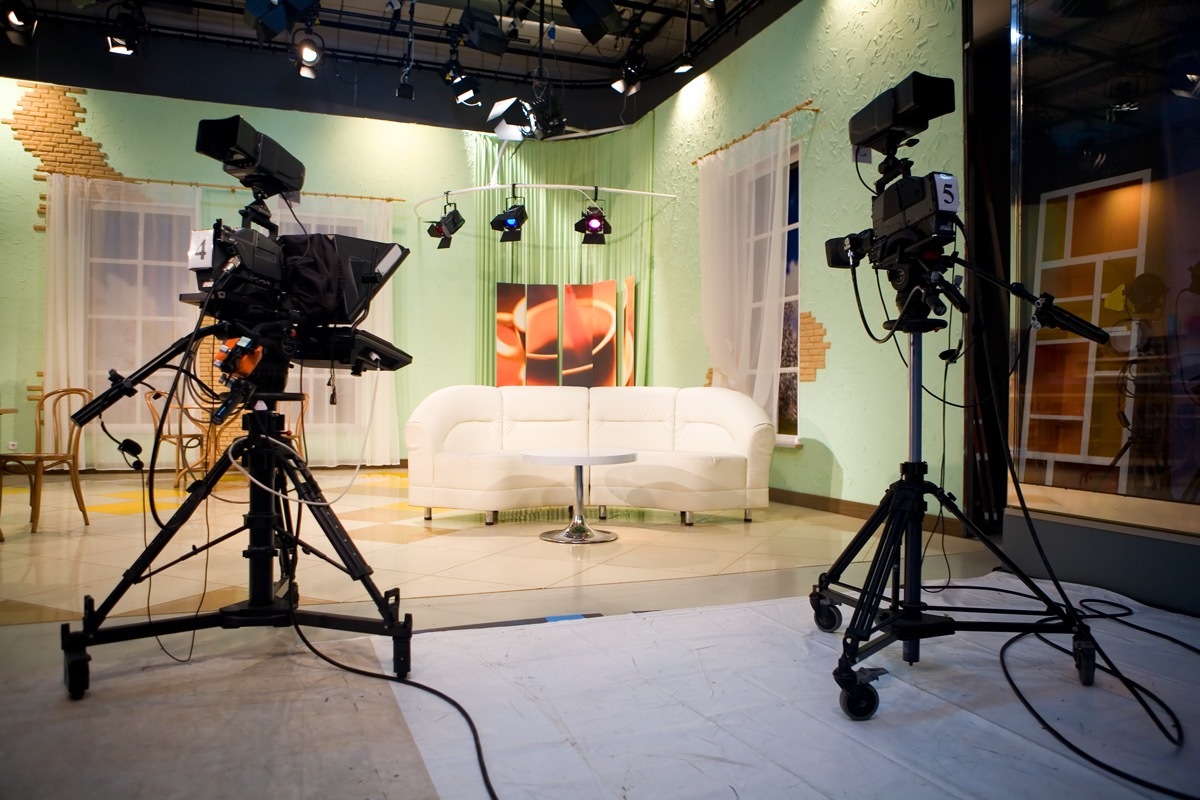 TV studio with interior and light.
