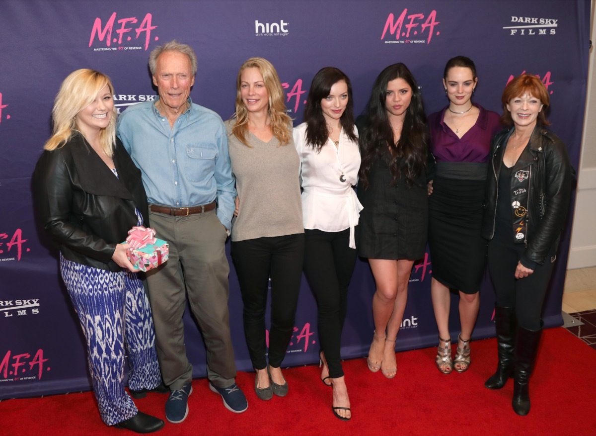 Kathryn Eastwood, Clint Eastwood, Alison Eastwood, Francesca Eastwood, Morgan Eastwood and Francis Fisher in 2017