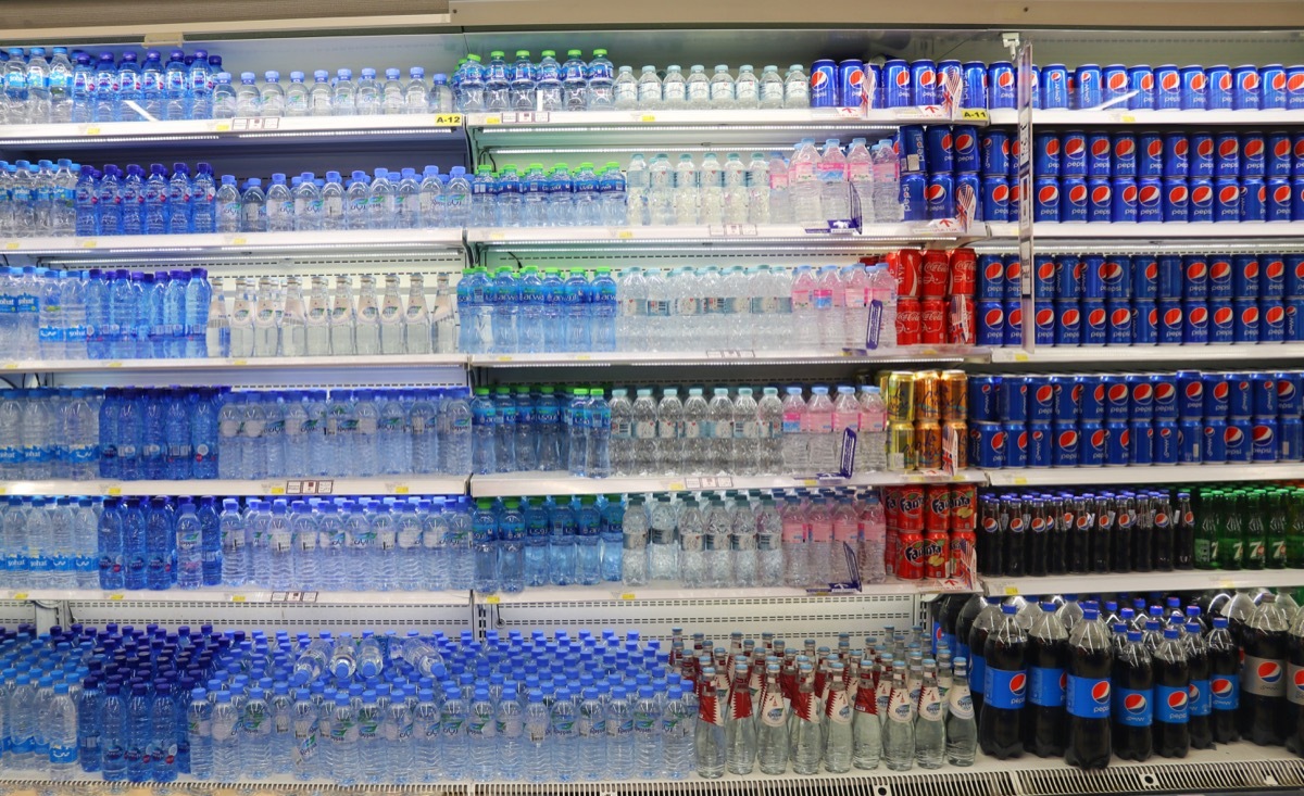 bottled water in grocery store