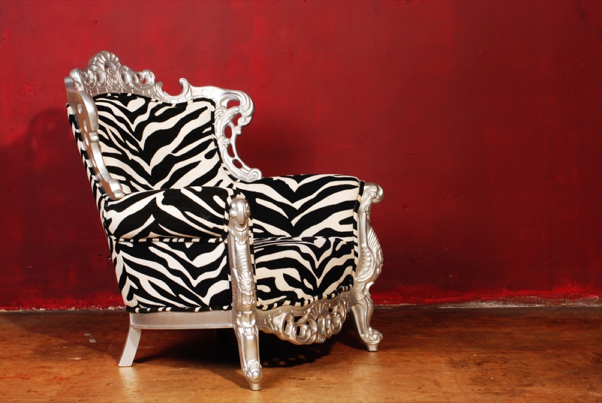zebra print furniture, 90s interior design