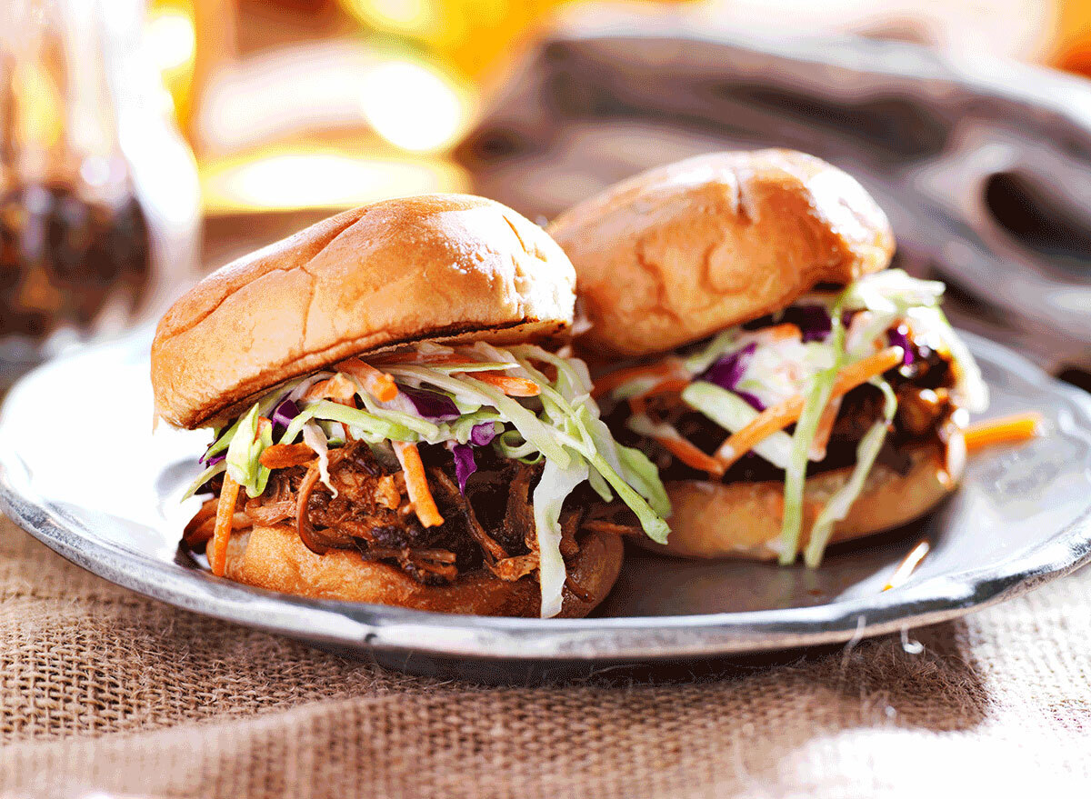 southern bbq sandwiches with coleslaw