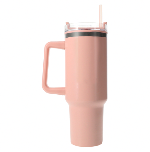 A product shot of a pink hydraquench tumbler from Five Below