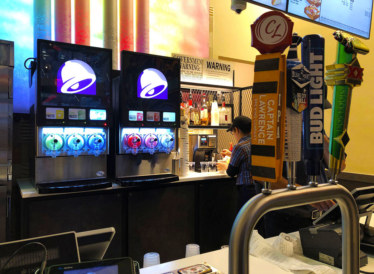 taco bell cantina bar counter with taps
