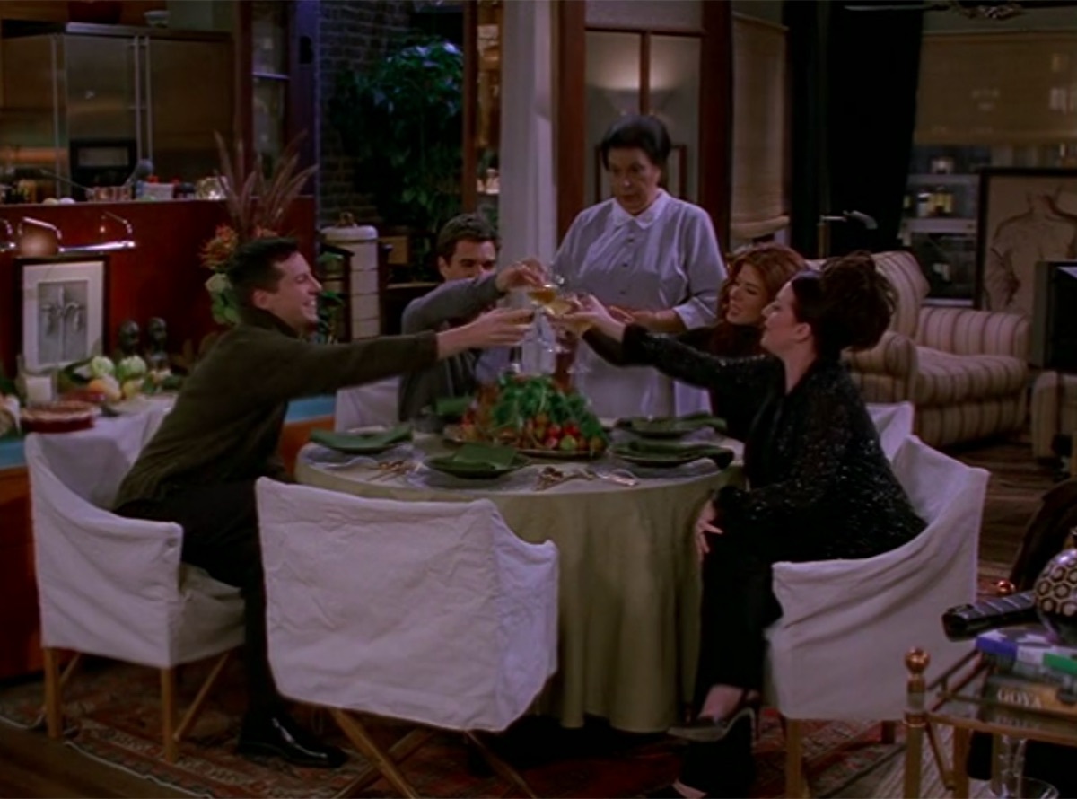 Sean Hayes, Eric McCormack, Shelley Morrison, Debra Messing, and Megan Mullally in Will & Grace 
