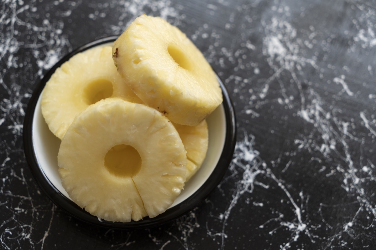 close up of pineapple rings