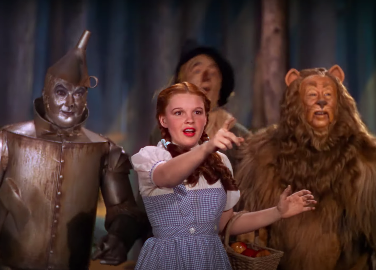The Tin Man, Dorothy, the Scarecrow, and the Cowardly Lion in 
