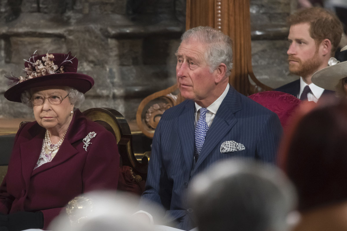 Her Majesty The Queen, Head of the Commonwealth, accompanied by The Prince of Wales and Prince Harry