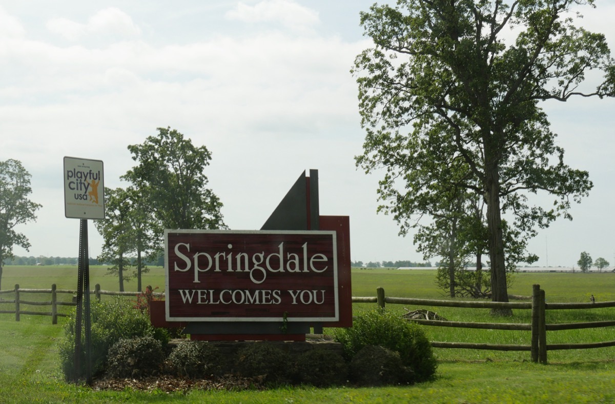sign for springdale arkansas, heart attack cities