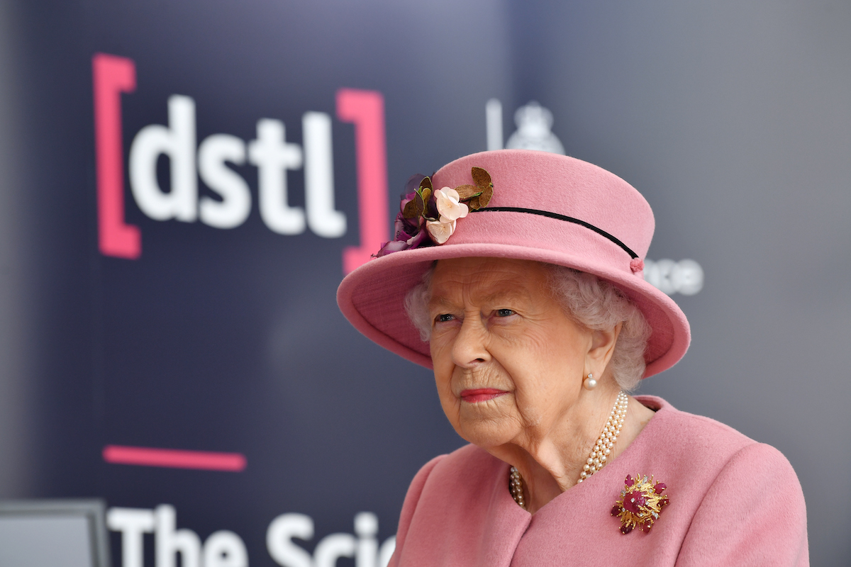Britain's Queen Elizabeth II visits the Energetics Analysis Centre at the Defence Science and Technology Laboratory (Dstl) at Porton Down science park on October 15, 2020 near Salisbury, England.
