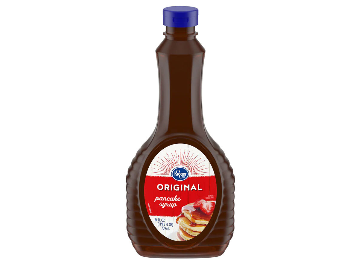 bottle of kroger maple syrup