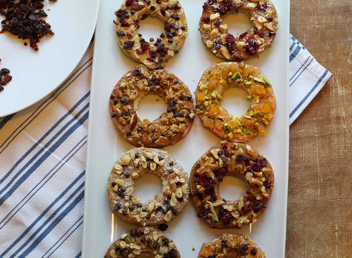 apple ring slices with decorative toppings
