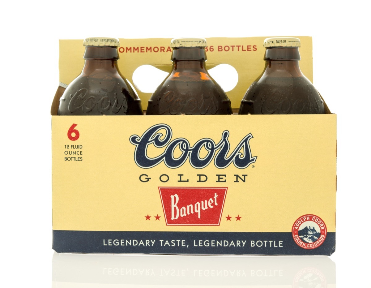 six pack of coors banquet beer in bottles