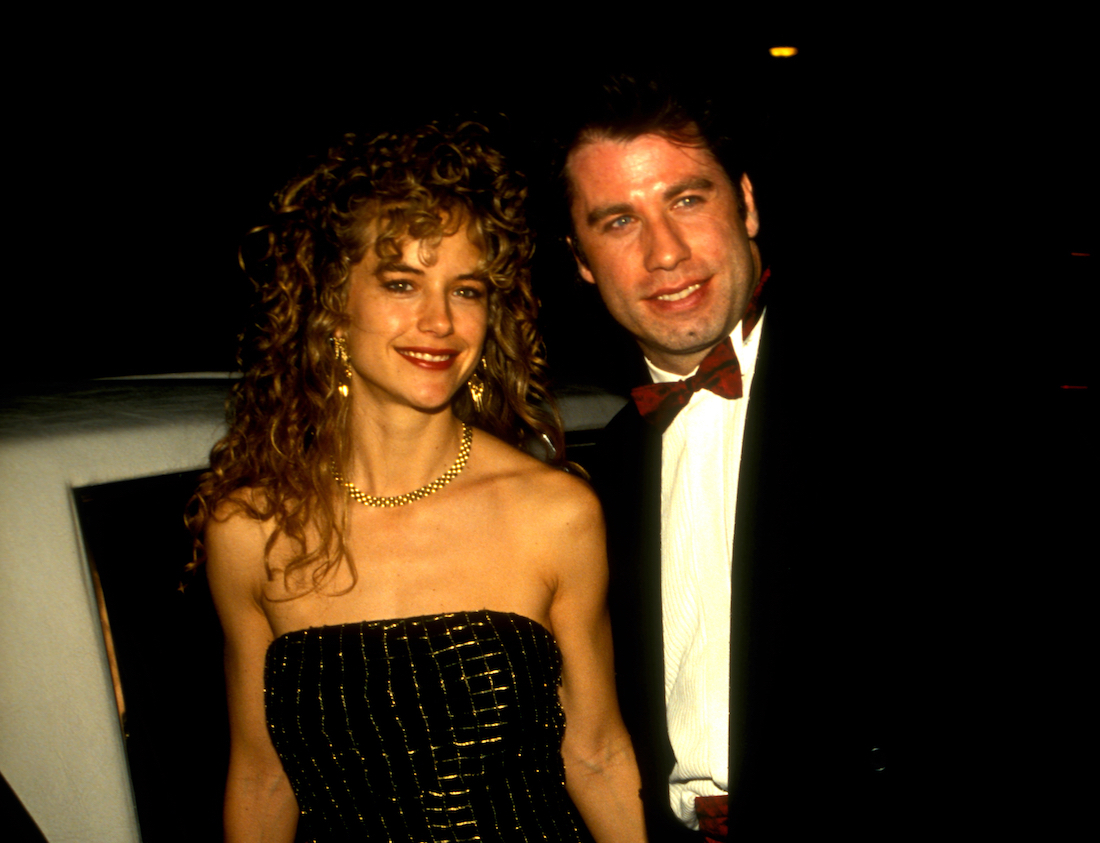Kelly Preston and John Travolta outside of Spago restaurant in 1991
