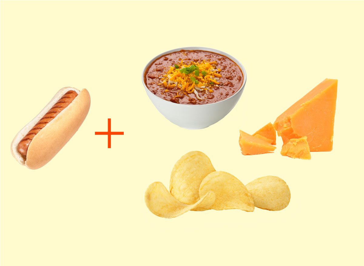 hot dog chili chips cheese combo graphic
