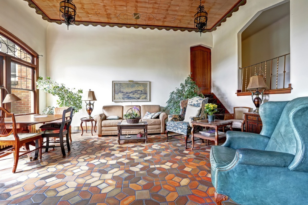 patterned tile home foyer, vintage home upgrades