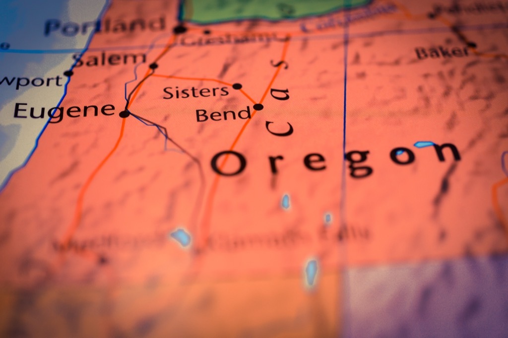 Map of oregon, state, words pronounced differently