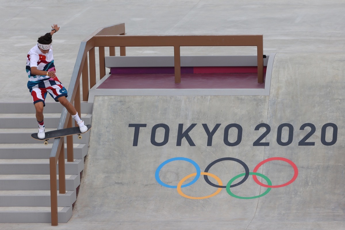 Mariah Duran skateboarding in Olympics