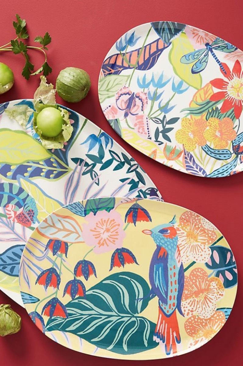 tropical melamine platters from anthropologie