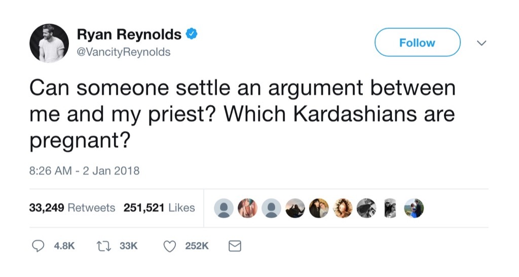 Ryan Reynolds funny tweet Kardashians