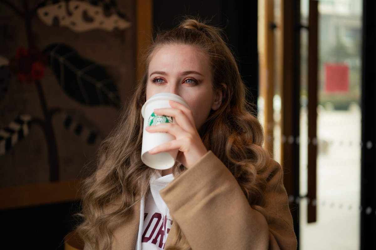 woman drinking starbucks