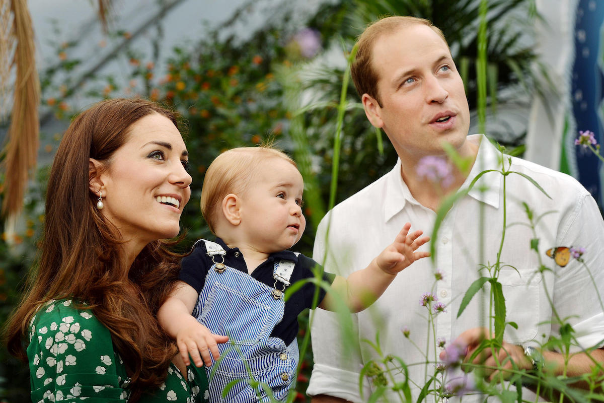 Kate Middleton and Prince William celebrate Prince George's first birthday in 2014 during a visit to the Sensational Butterflies exhibition at the Natural History Museum, London.