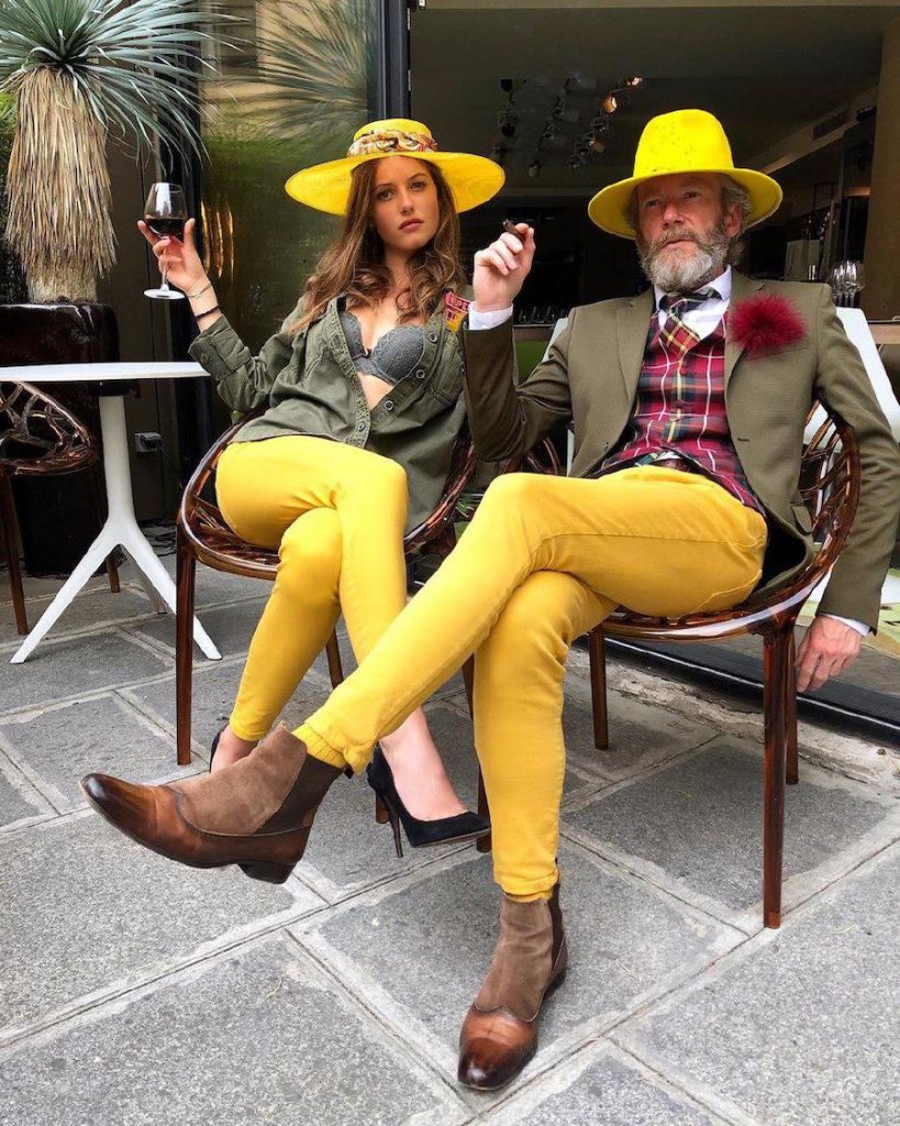Yellow pants, yellow socks, yellow hats – and an olive green jacket with a tartan waistcoat on Pierrick Mathon | 12 Classiest Yet Fun OOTD You’ve Ever Seen From Pierrick Mathon | Her Beauty
