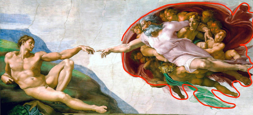KYPDN6 Sistine Chapel ceiling. The Creation of Adam, a fresco in the Sistine Chapel by Michelangelo (1475-1564), Vatican City, Rome Italy. Dating from around 1511.
