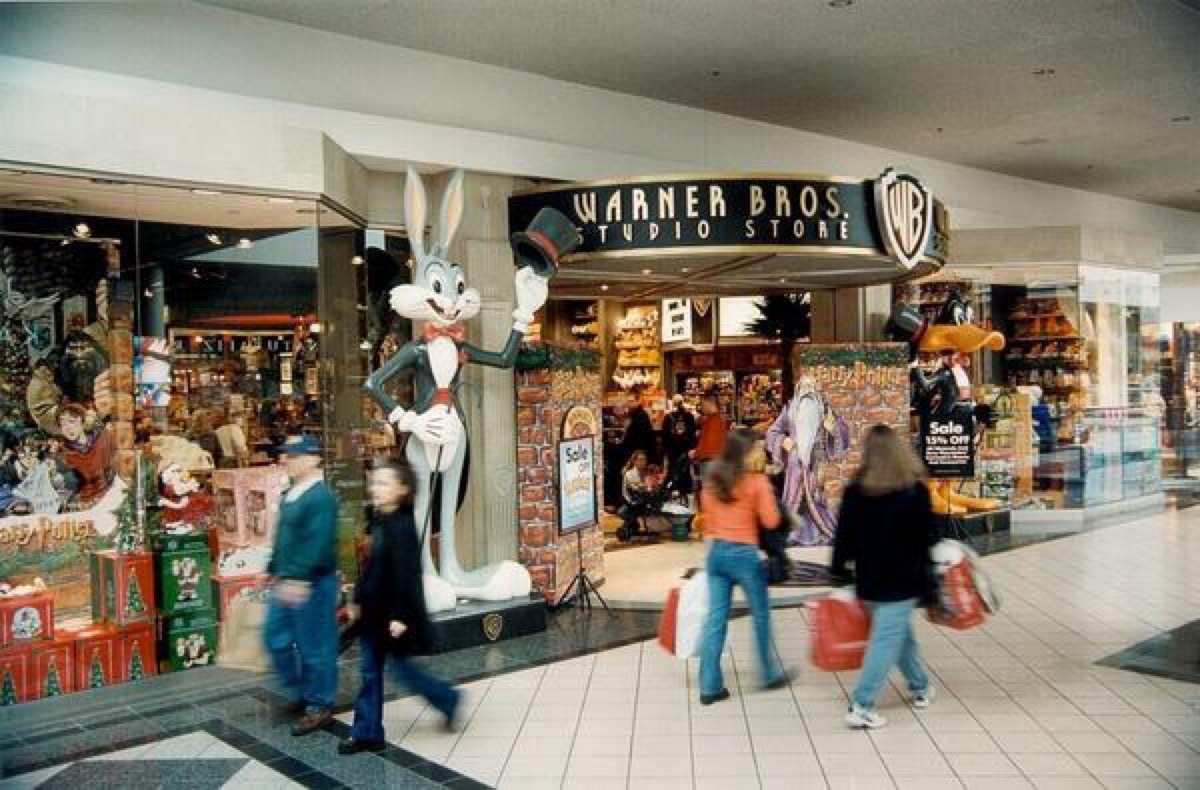 A warner bros. studio storefront inside a mall, 1990s store