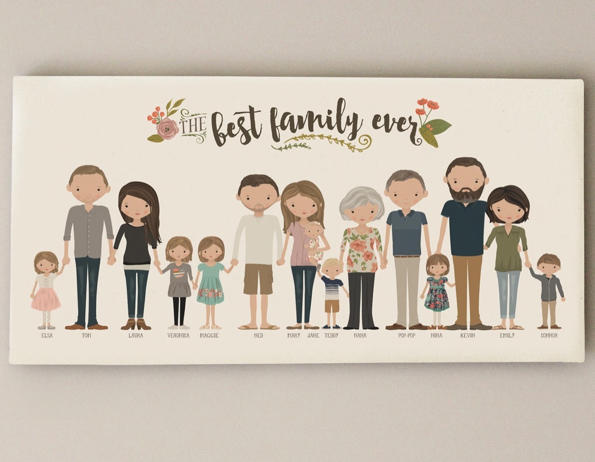 best family ever illustrated portrait