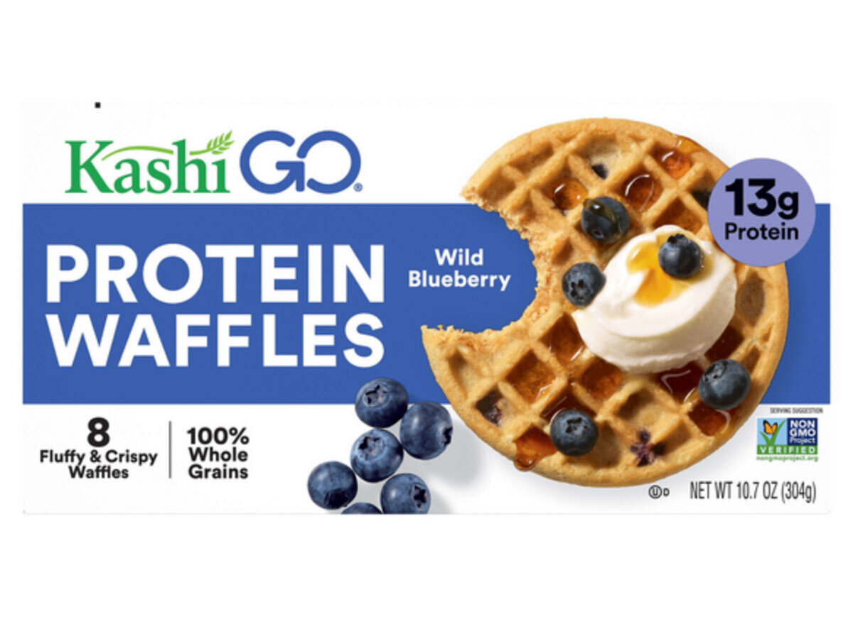 kashi go protein wild blueberry waffles