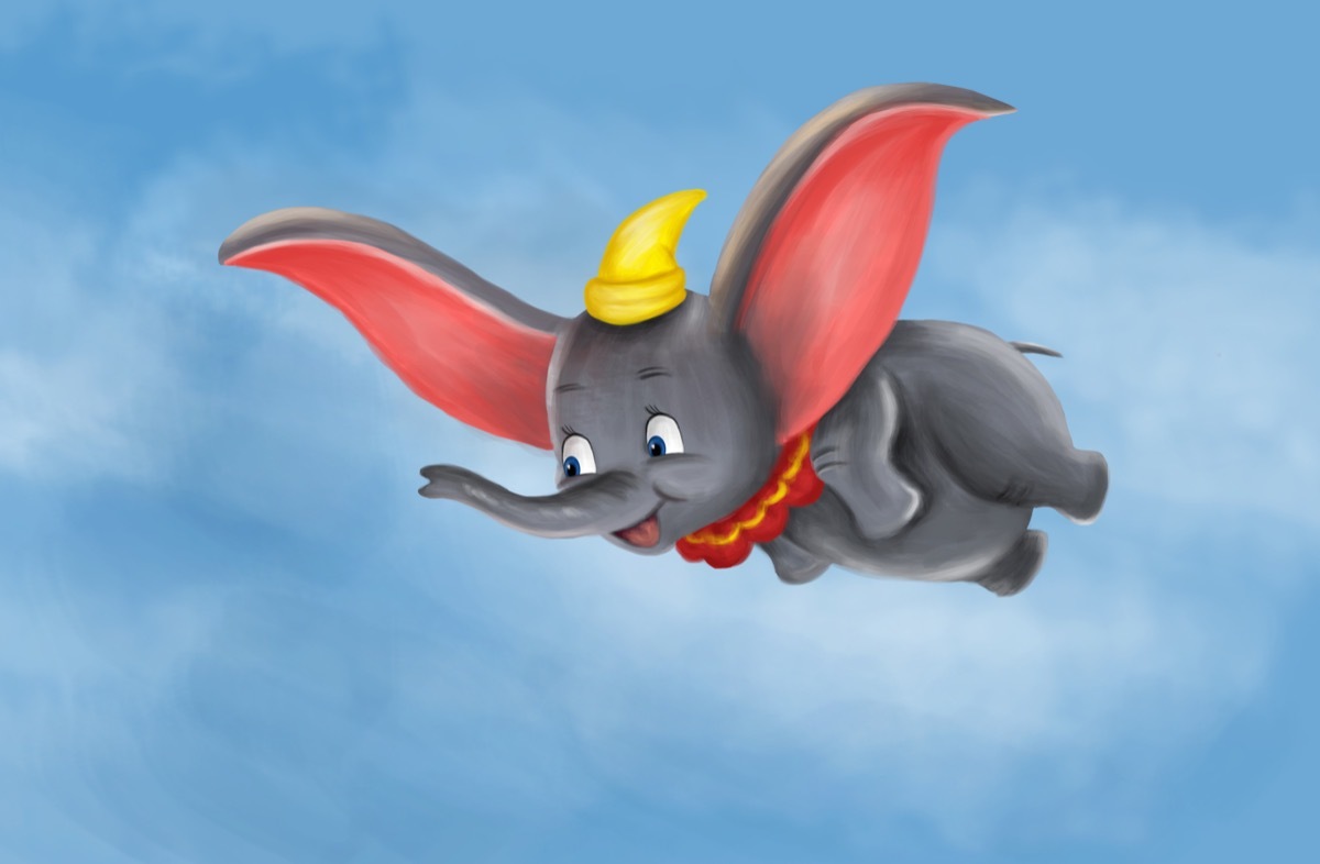 dumbo painting flying in the sky