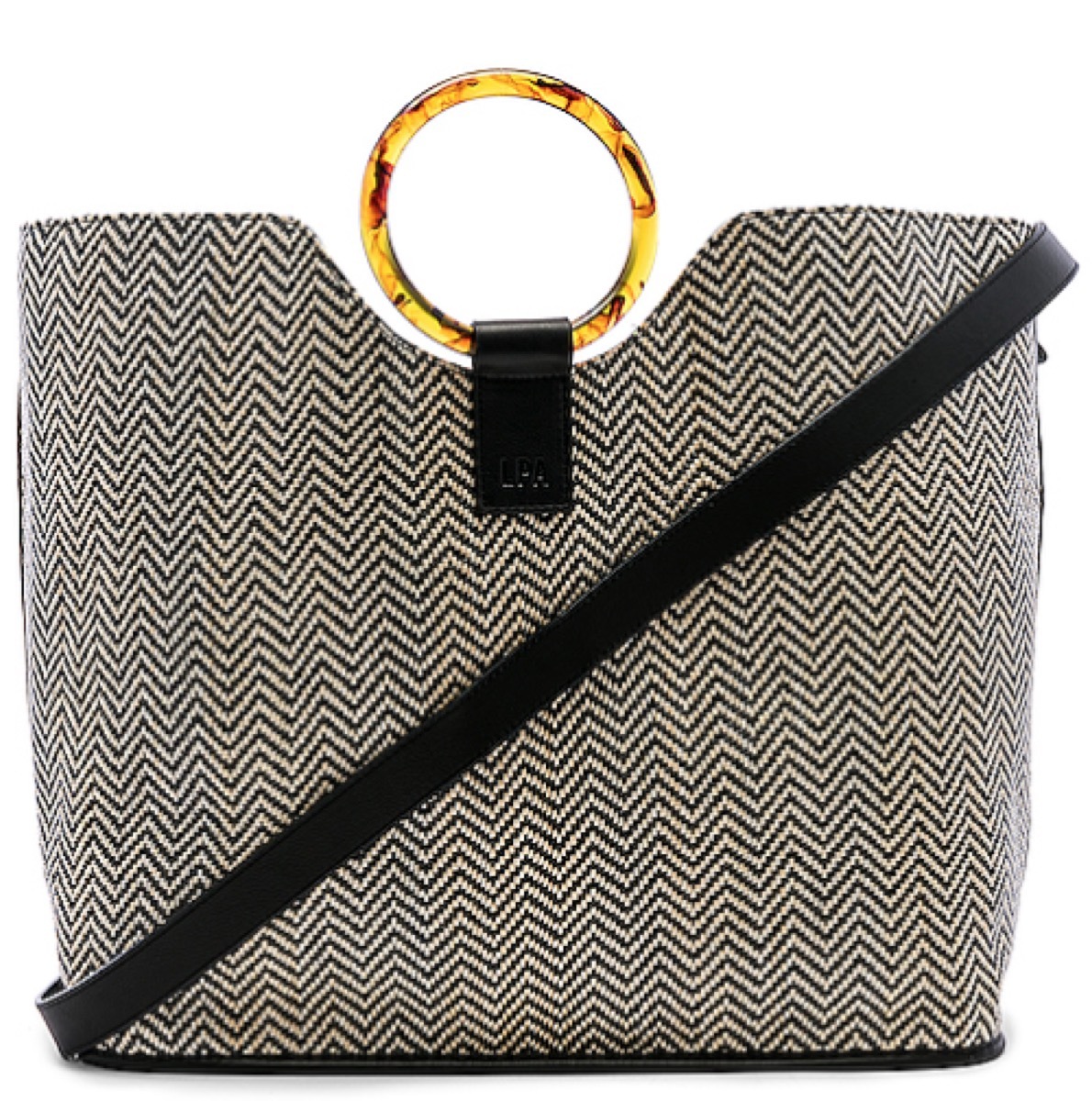 bangle-handle houndstooth tote, luxury beach bags