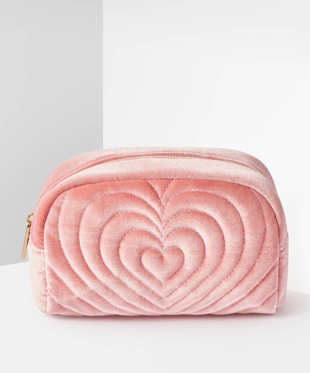Embroidered pink heart bag