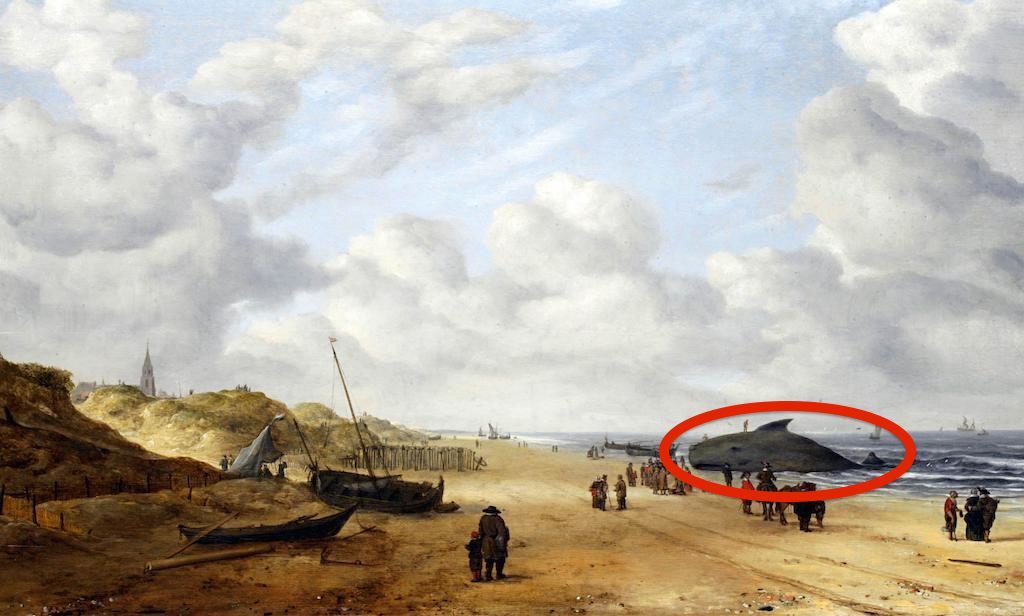 EC825B Painting titled View of Scheveningen Sands by Hendrick van Anthonissen (1605-1656) Dutch marine painter. Dated 17th Century. Image shot 1754. Exact date unknown.