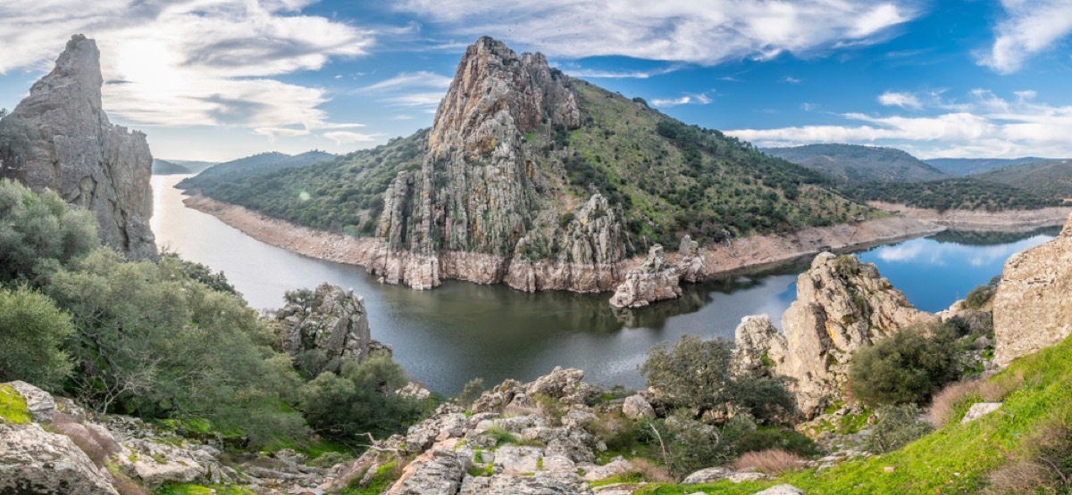 river crossing with beautiful cliffsides in spain