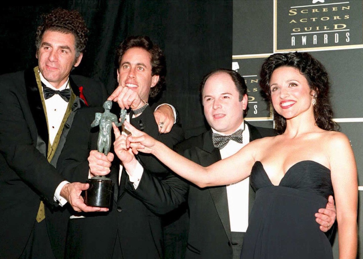 Michael Richards, Jerry Seinfeld, Jason Alexander, and Julia Louis-Dreyfus in 1995
