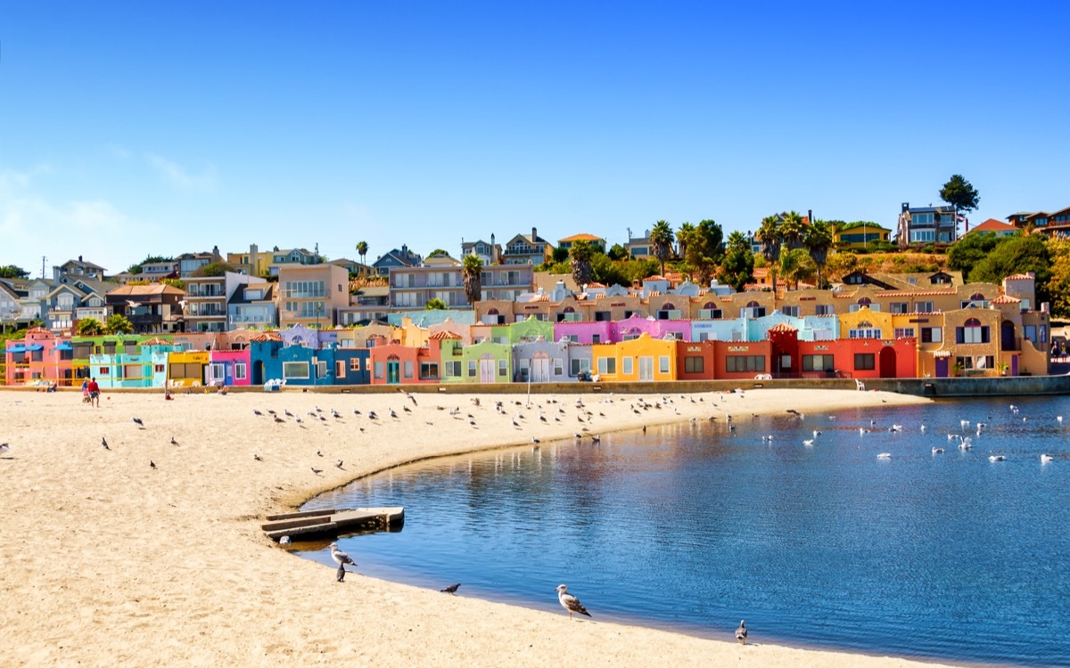 View of picturesque colorful seaside village in Capitola, California