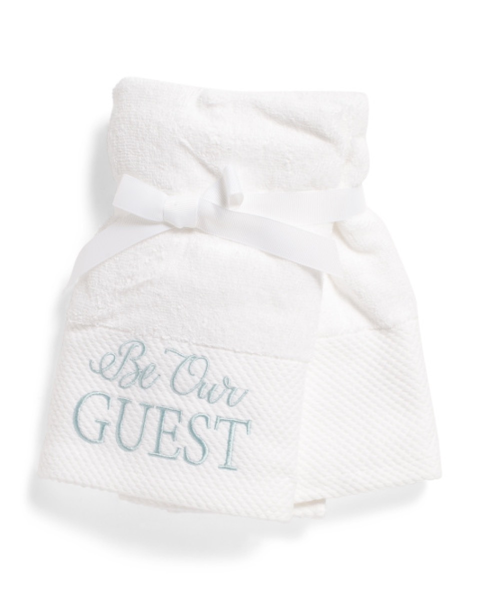 white hand towel with 