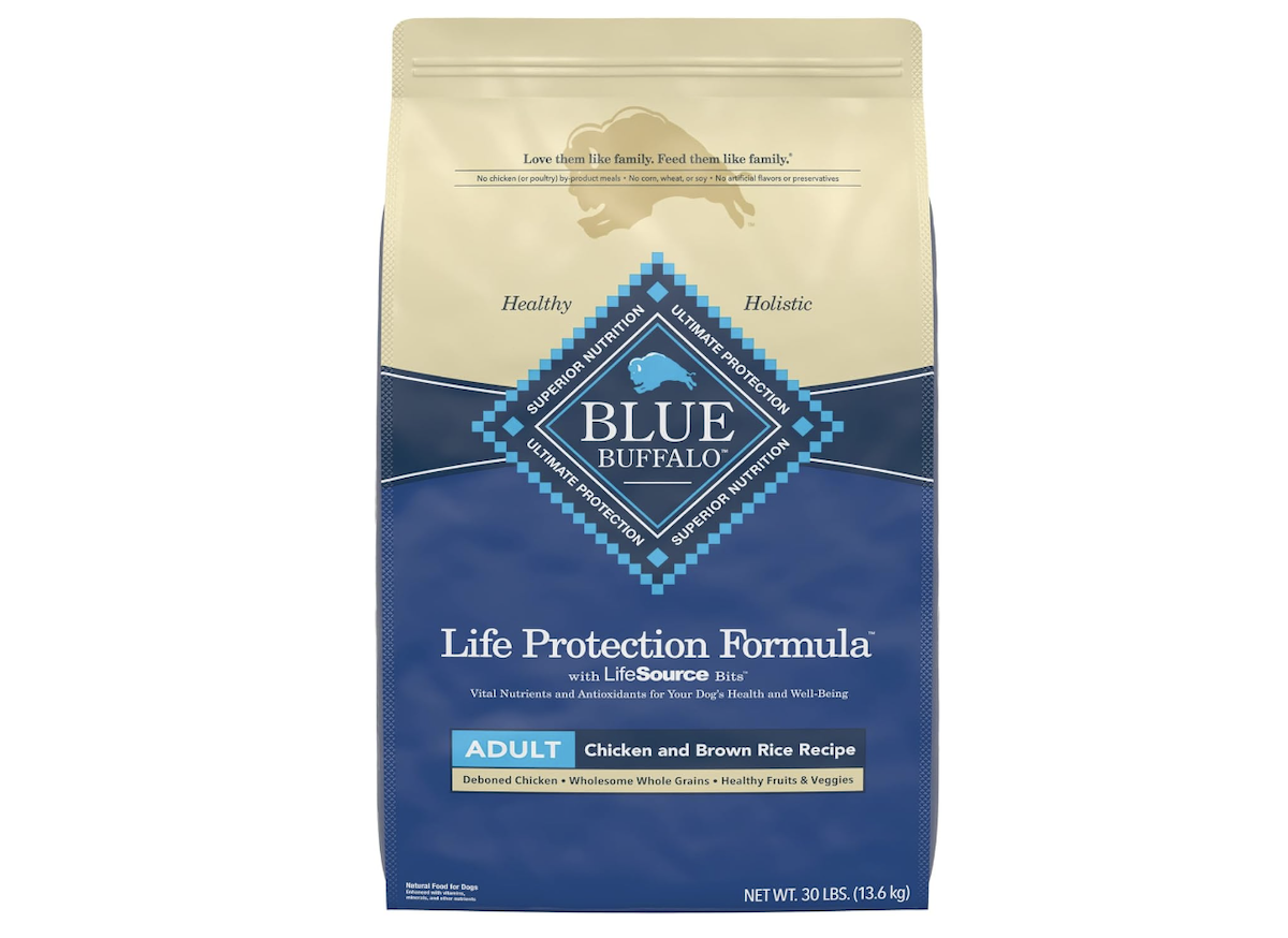 Bag of Blue Buffalo dog food