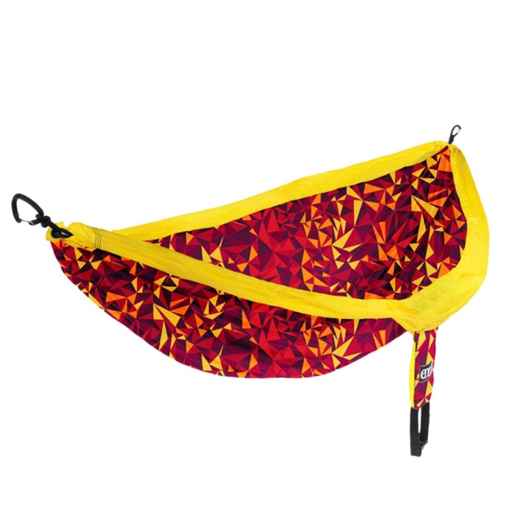 A red and yellow printed hammock