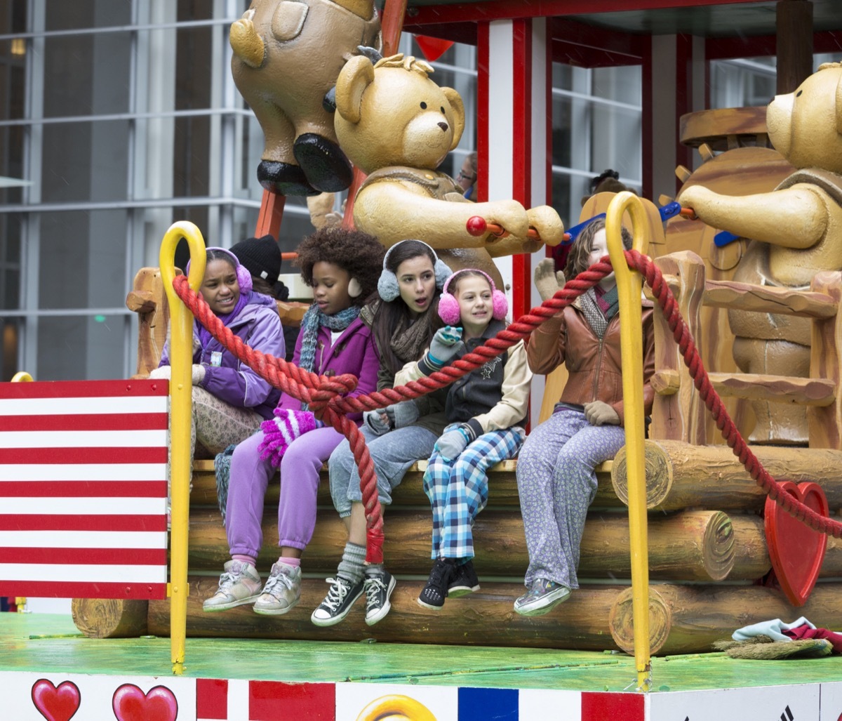 Kids on a float in the Macy's Thanksgiving Day Parade